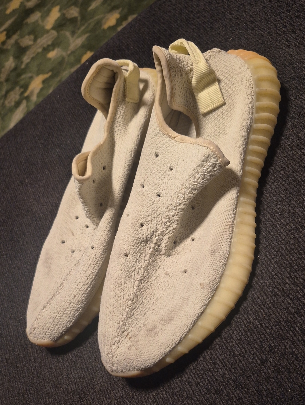 Yeezy Slip-On Knit Sneakers in Off-White and Cream